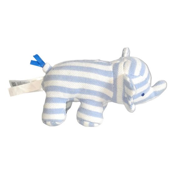 2016 Just One You Carter's Blue White Striped Elephant Rattle Plush Lovey Toy 7" - Picture 3 of 6